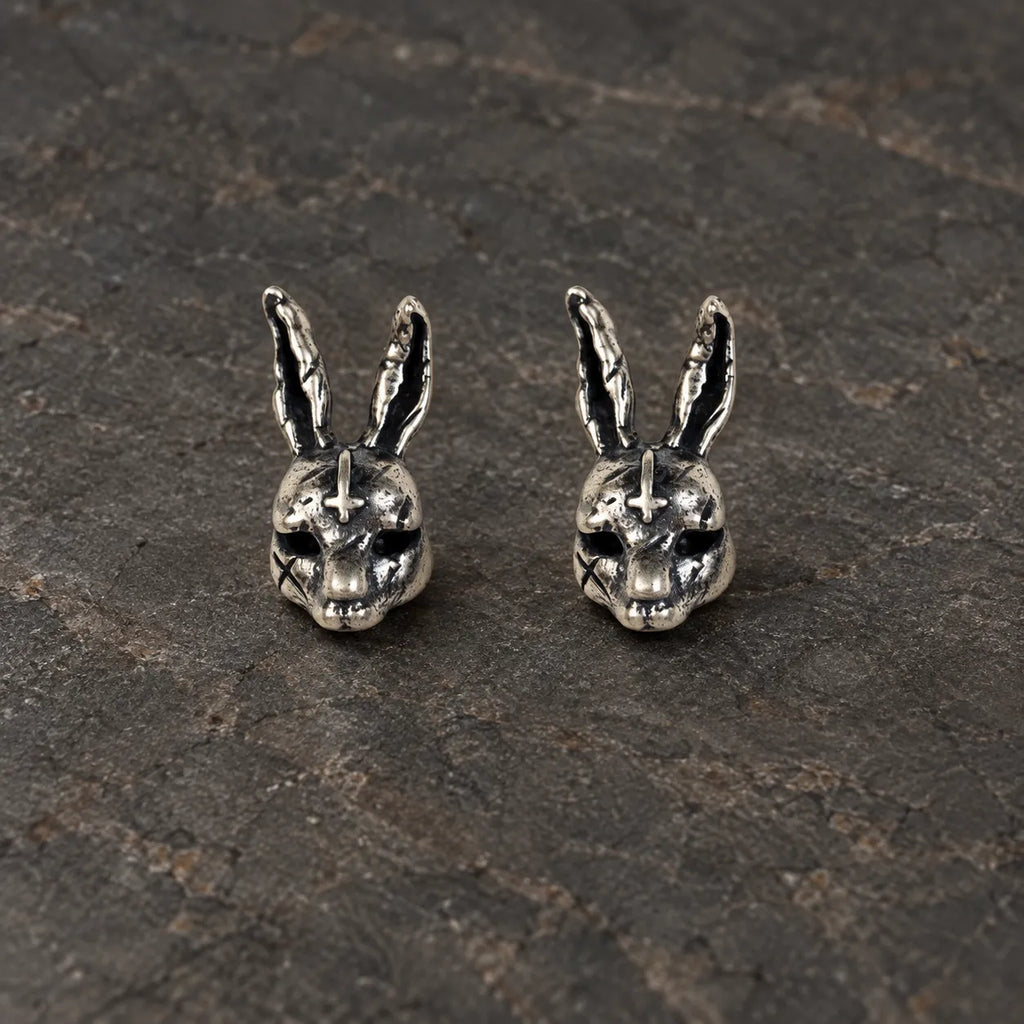 Inverted Cross Rabbit Stud Earrings