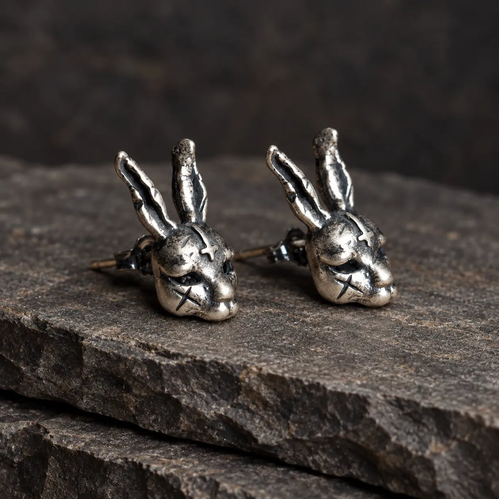 Inverted Cross Rabbit Stud Earrings