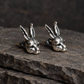 Inverted Cross Rabbit Stud Earrings