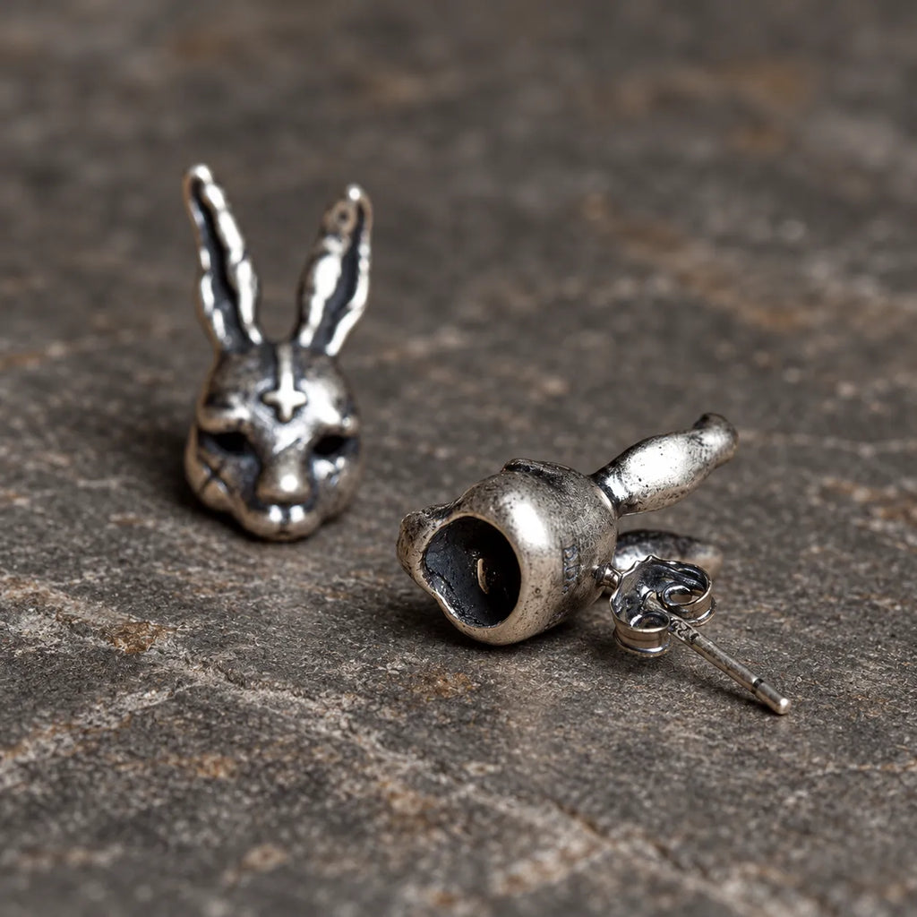 Inverted Cross Rabbit Stud Earrings