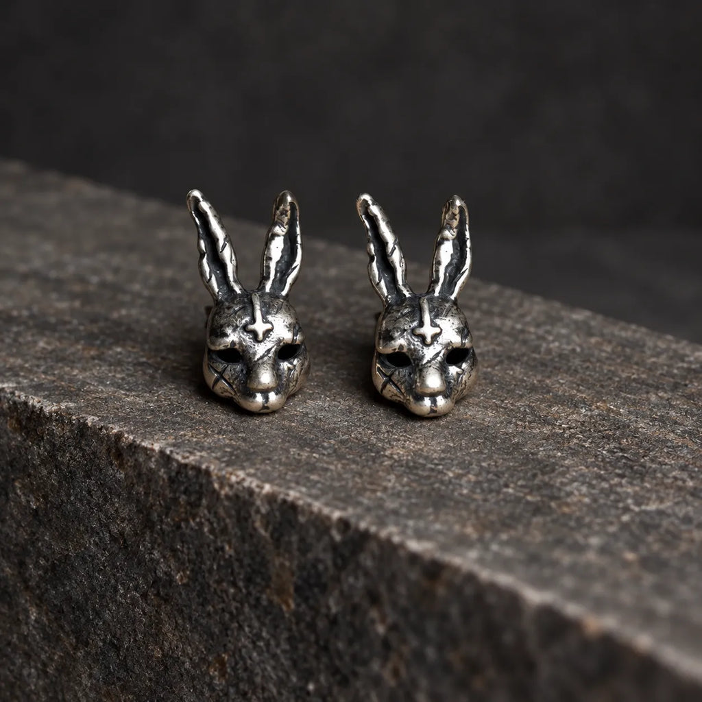 Inverted Cross Rabbit Stud Earrings