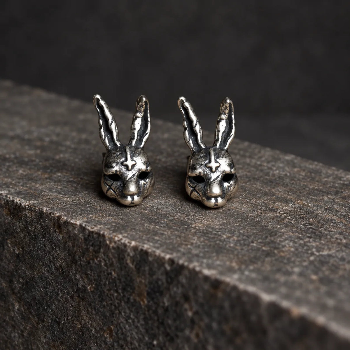 Inverted Cross Rabbit Stud Earrings