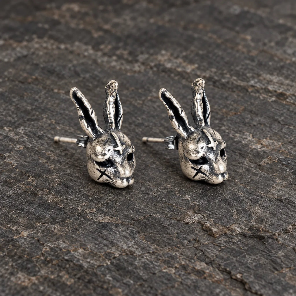 Inverted Cross Rabbit Stud Earrings